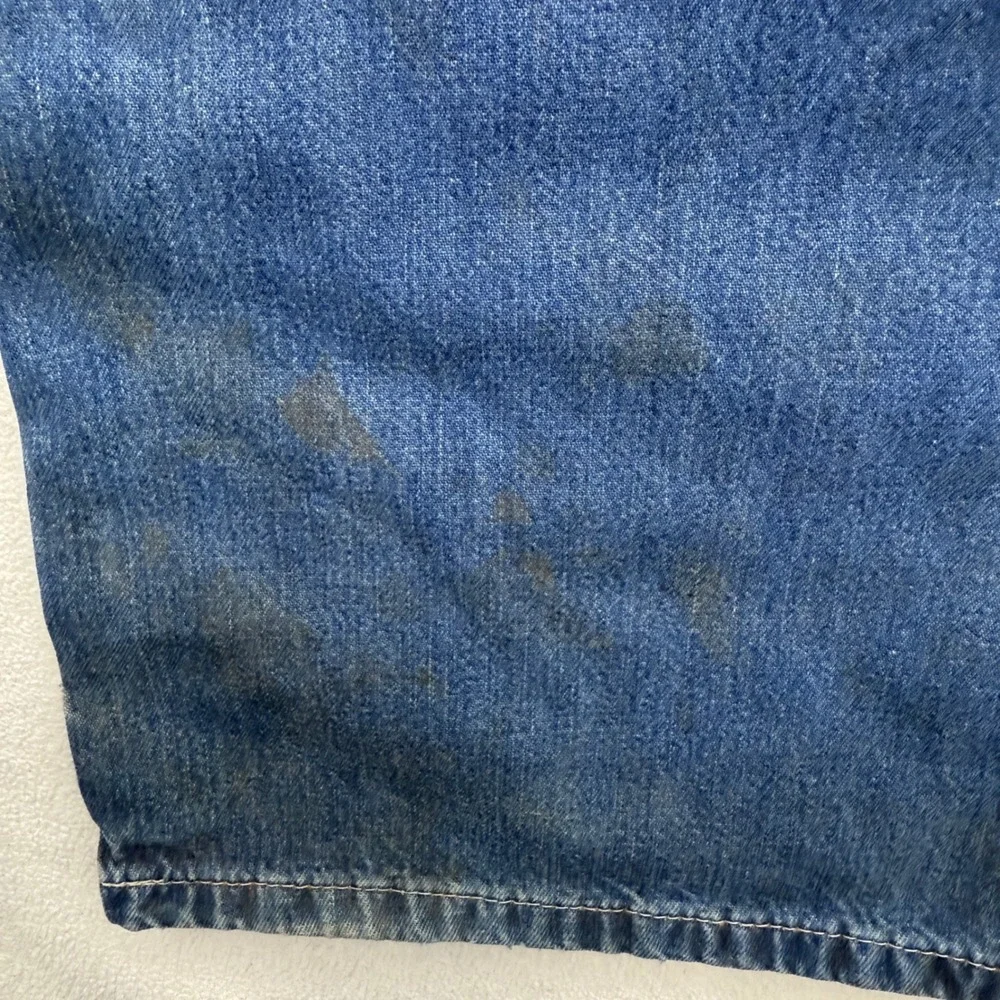 Carhartt Dungaree Fit Work Pants Blue Denim Men Size 34x32‎ Worn In Distressed